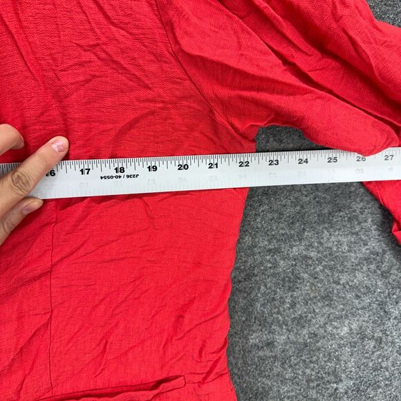 Maurices Blazer Women XL Red One Button Collared 3/4 Sleeve Rayon Pockets Casual - Picture 5 of 7